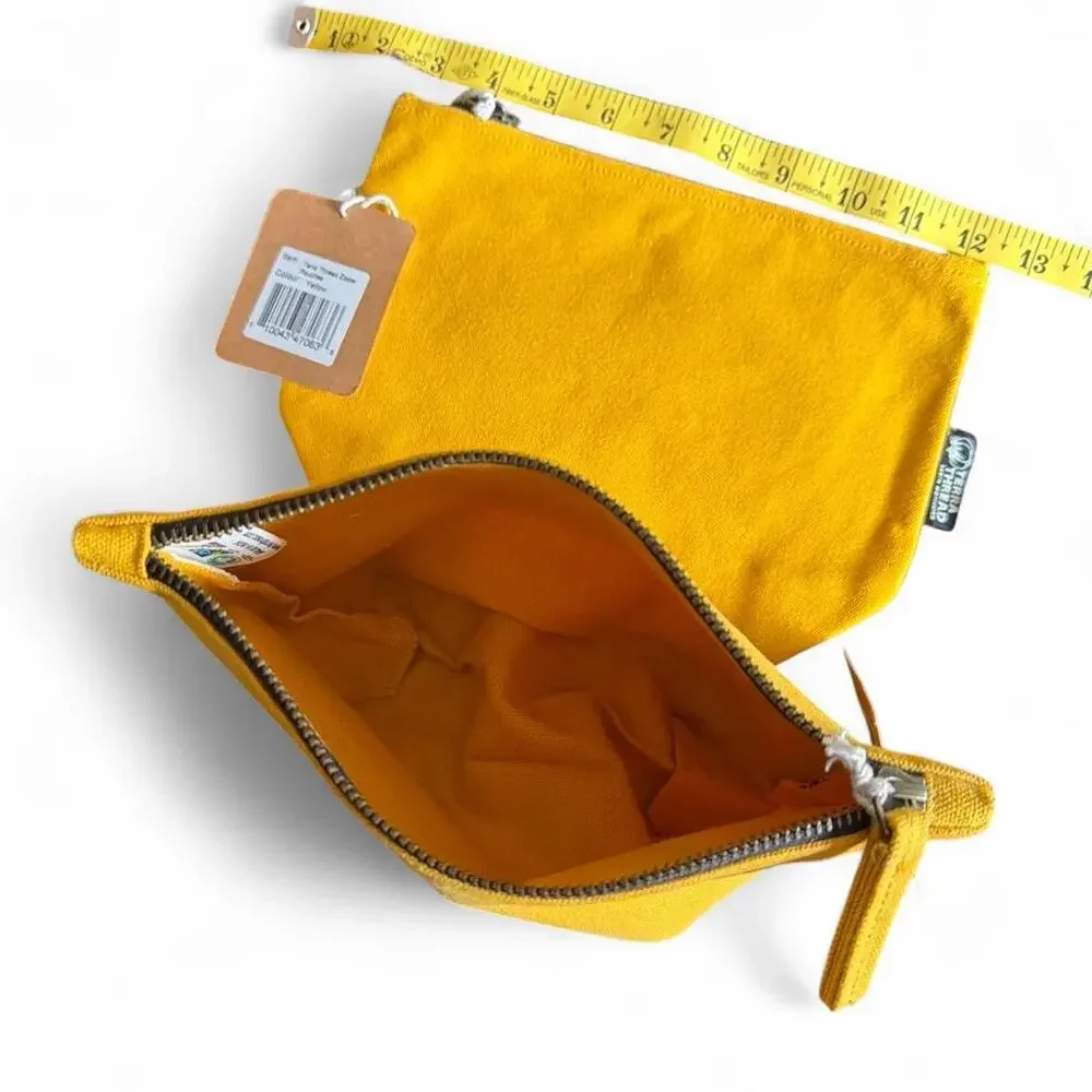 Terra Thread Organic Cotton Canvas Pouch Zipper Cosmetic Bag Mustard Yellow